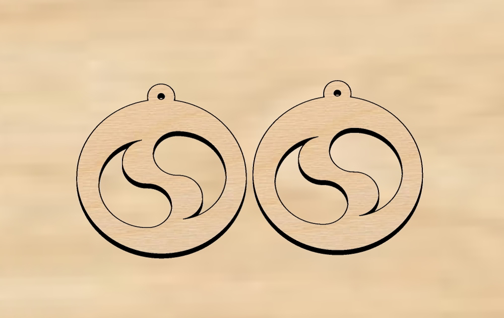 Laser Cut Oval Wooden Fashion Earrings Free DXF File