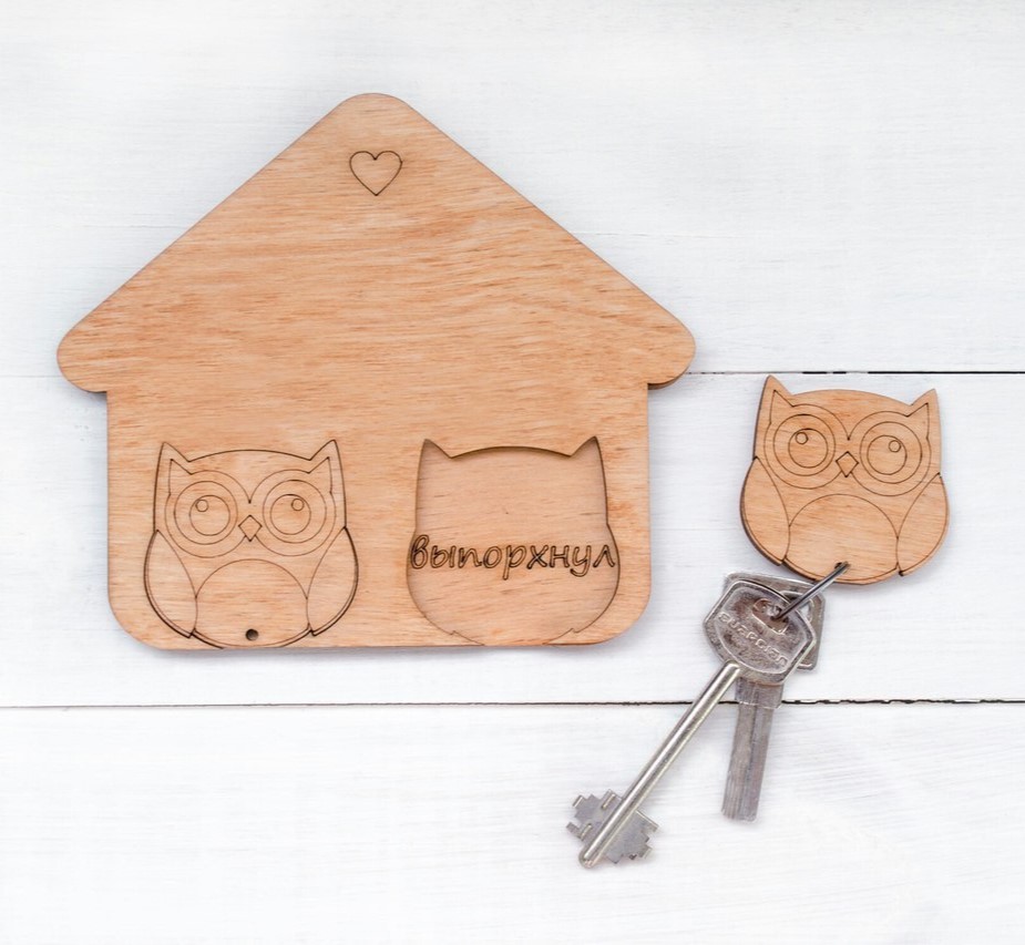 Laser Cut Owl Wall Decor Key Holder Free Vector File