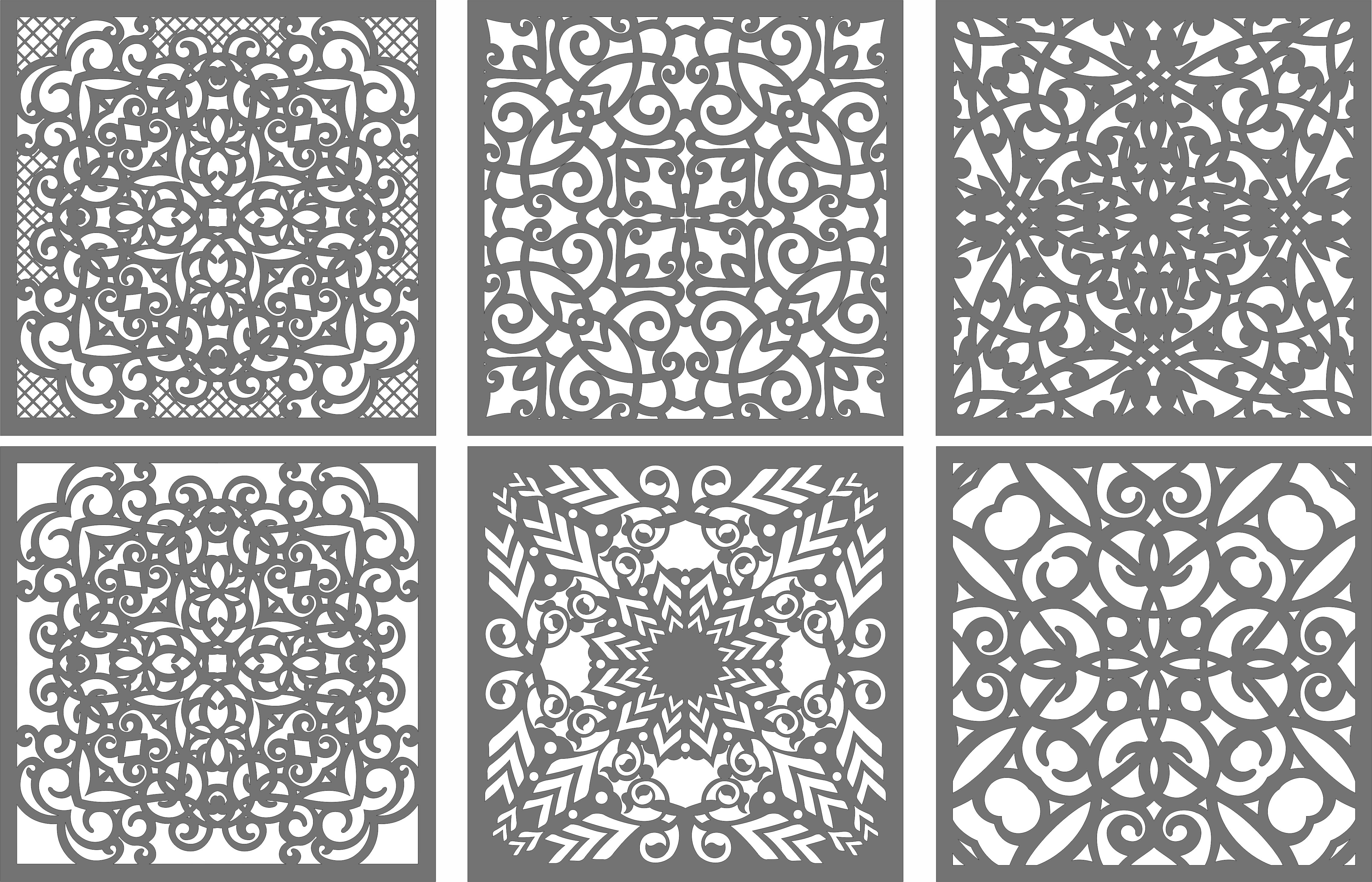 Laser Cut Partition Indoor Panel Jali Room Dividers Set Free DXF File