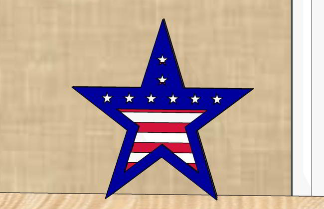 Laser Cut Patriotic Star Badge Free DXF File