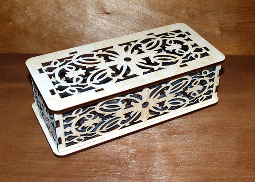 Laser Cut Patterned Wooden Box With Lid Free Vector File