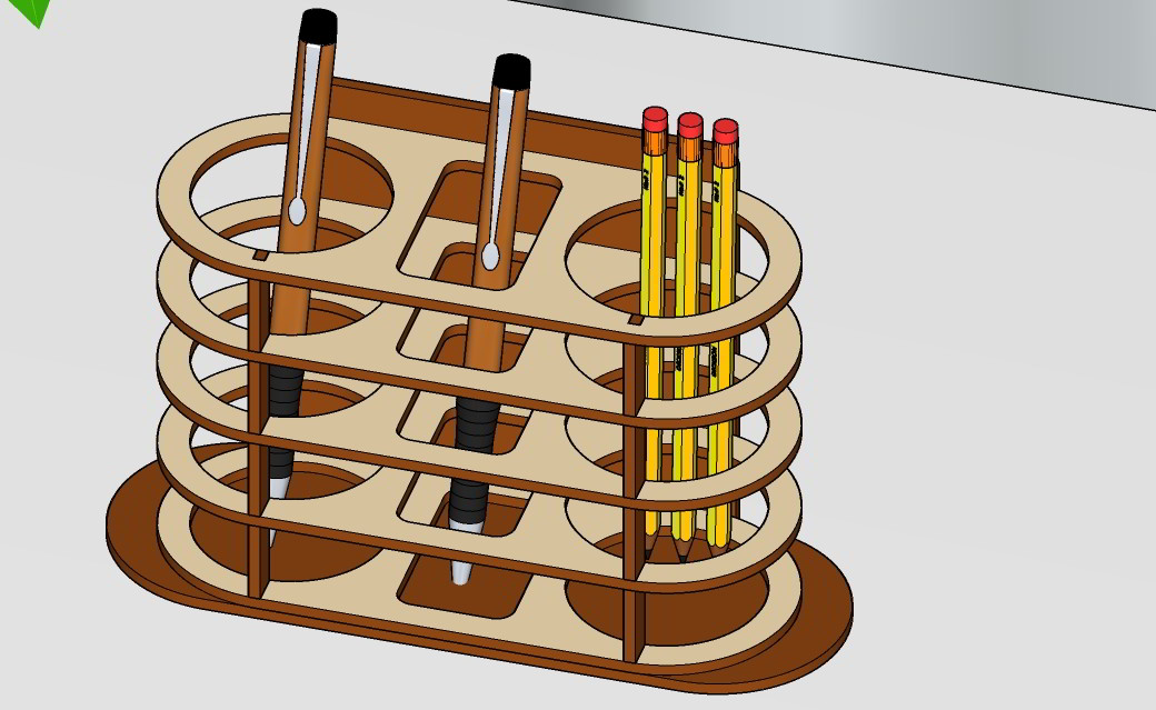 Laser Cut Pen Display Holder Pencil Stand Desk Organiser Free Vector File