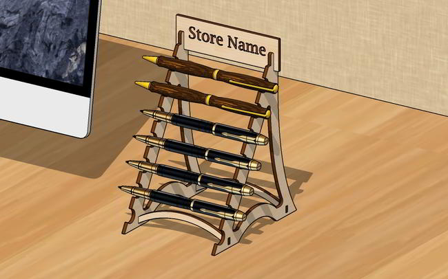 Laser Cut Pen Display Holder Pencil Stand For Shop 3mm Free Vector File