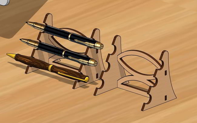 Laser Cut Pen Display Stand Pencil Holder Desk Organizer 3mm Free DXF File
