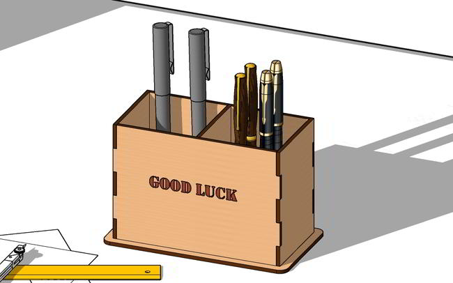 Laser Cut Pen Holder Design Gift Free Vector File