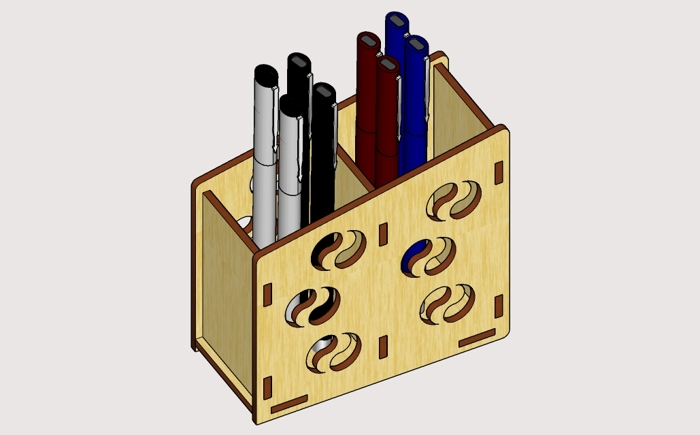 Laser Cut Pen Holder Desk Organizer Wood Pencil Stand Free Vector File