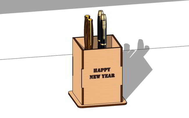 Laser Cut Pen Holder New Year Gift Free Vector File