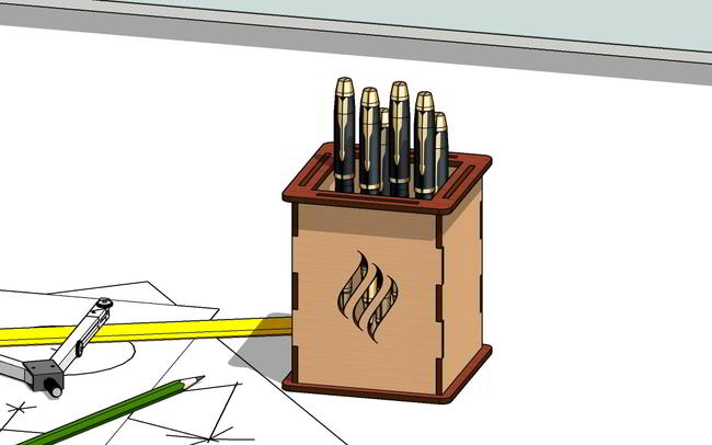 Laser Cut Pen Holder Pencil Stand Template Free DXF File