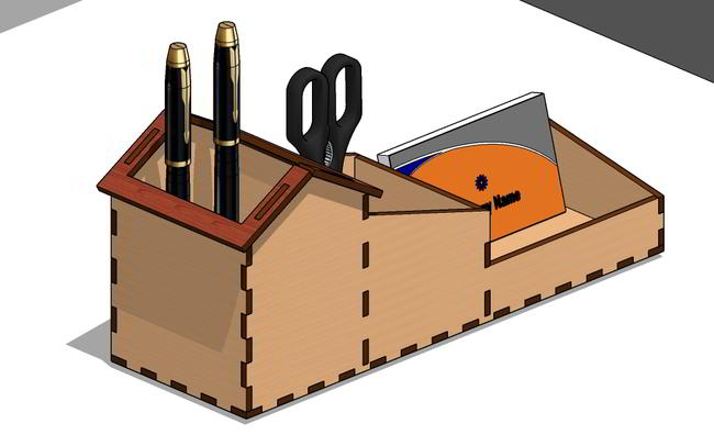 Laser Cut Pen Holder Stationery Stand Free DXF File