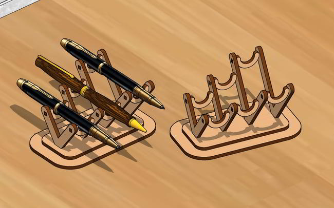 Laser Cut Pencil Display Stand Pen Holder Free DXF File