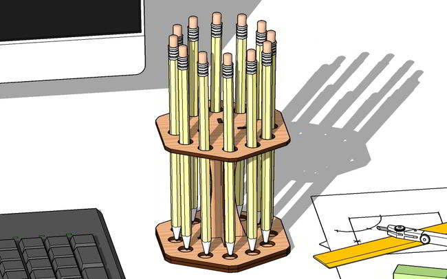 Laser Cut Pencil Holder Display Design Free Vector File