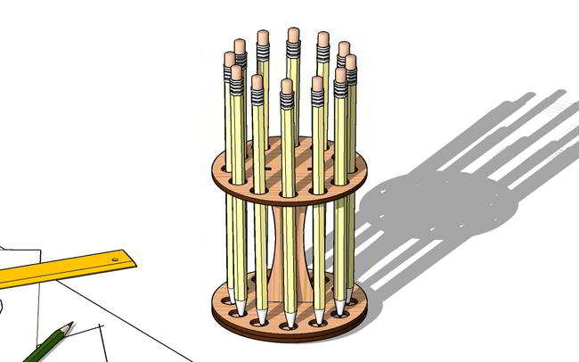 Laser Cut Pencil Holder Display Free Vector File