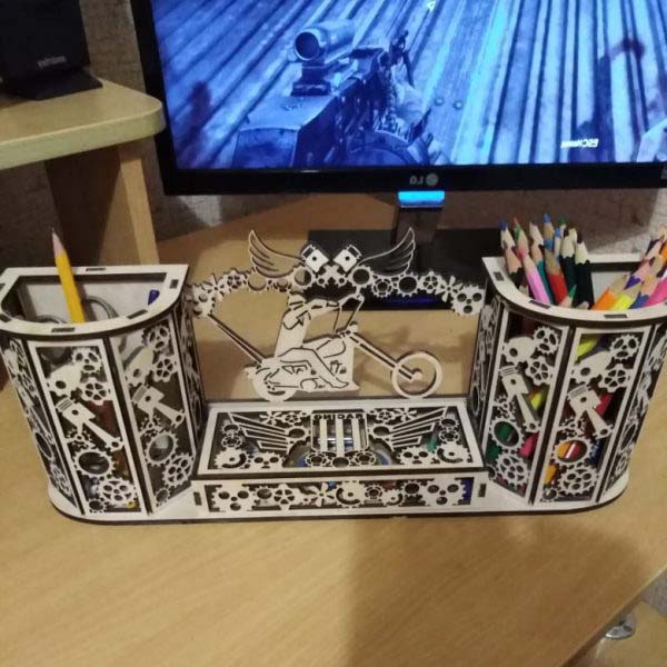 Laser Cut Pencil Holder Office Desk Organizer Pen Holder With Box Plywood 3mm Free Vector File