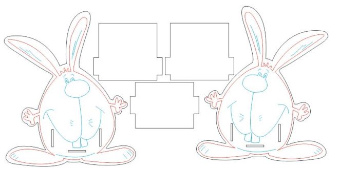 Laser Cut Pencil Holder Stand Rabbit Free Vector File