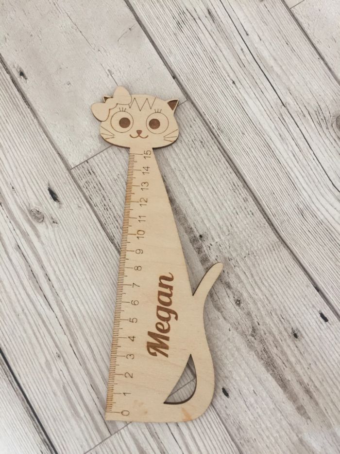 Laser Cut Personalised Ruler Cat Shape Free DXF File