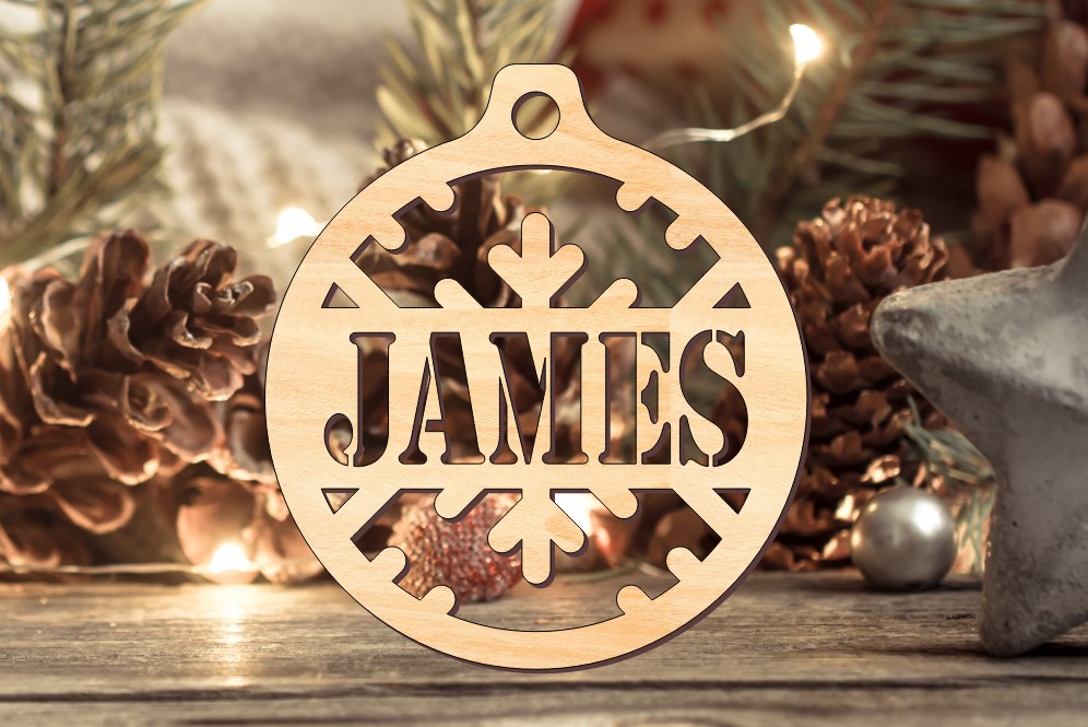 Laser Cut Personalized Bauble Christmas Ornament Free Vector File
