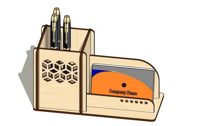 Laser Cut Personalized Pen Stand Wooden Card Holder Mdf Pencil Holder Free DXF File