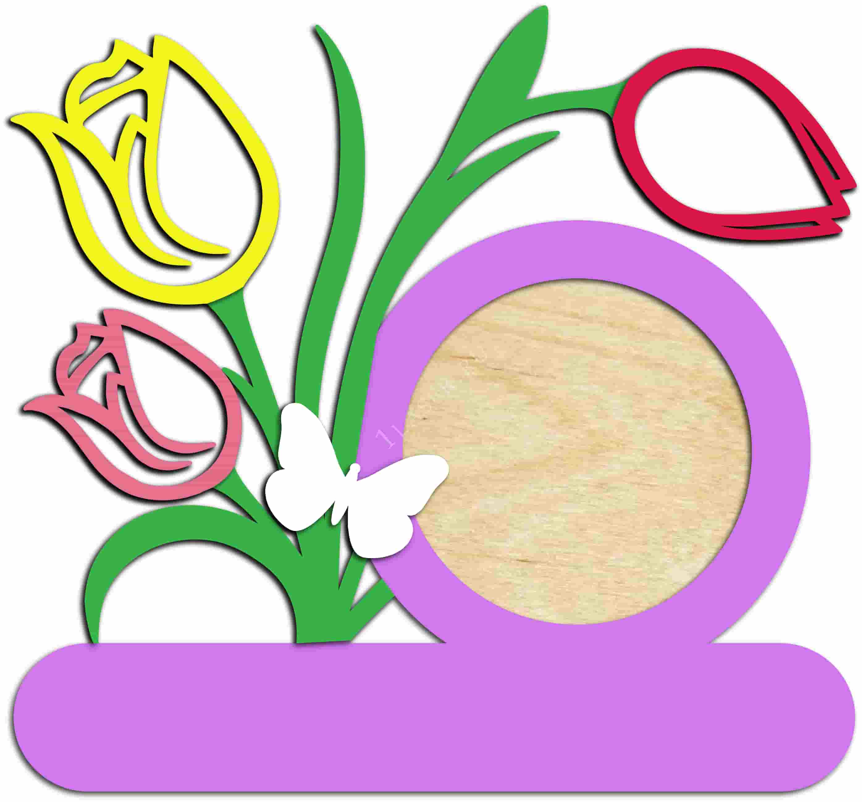 Laser Cut Photo Frame With Tulips Free Vector File