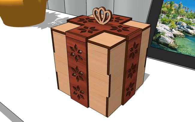 Laser Cut Plywood Gift Box Decorative Jewelry Box 3mm Free DXF File