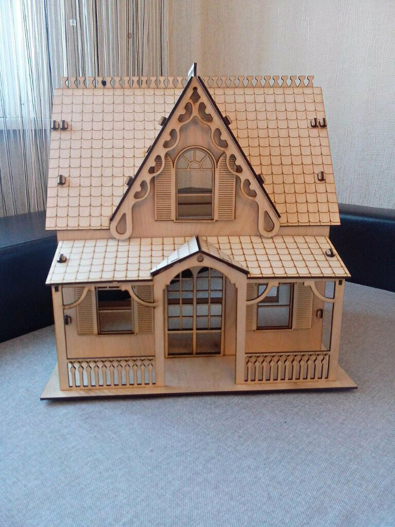 Laser Cut Plywood Model House Free Vector File