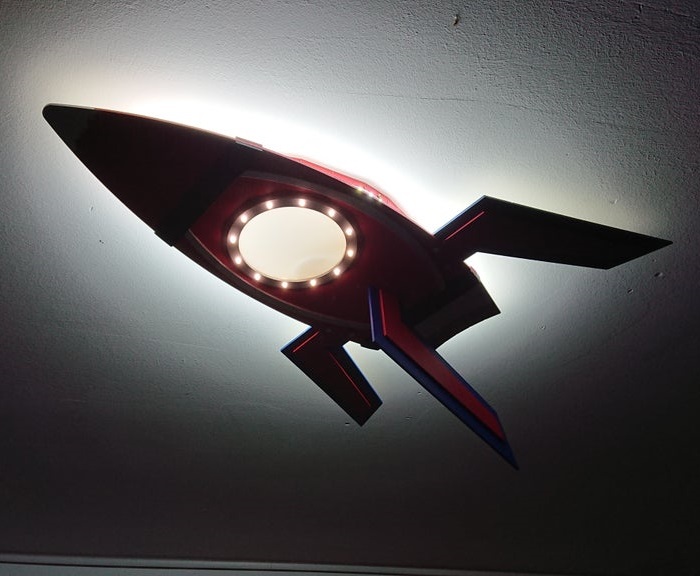 Laser Cut Plywood Rocket Ceiling Lamp Layout Free DXF File