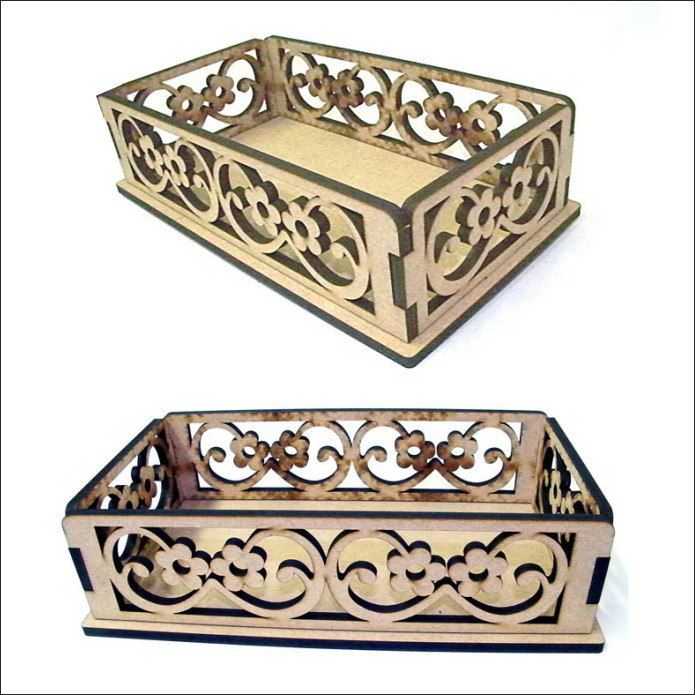 Laser Cut Plywood Storage Basket Free DXF File