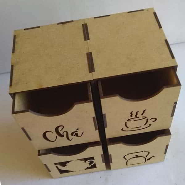 Laser Cut Plywood Tea Organizer Boxes Wooden Box Free DXF File