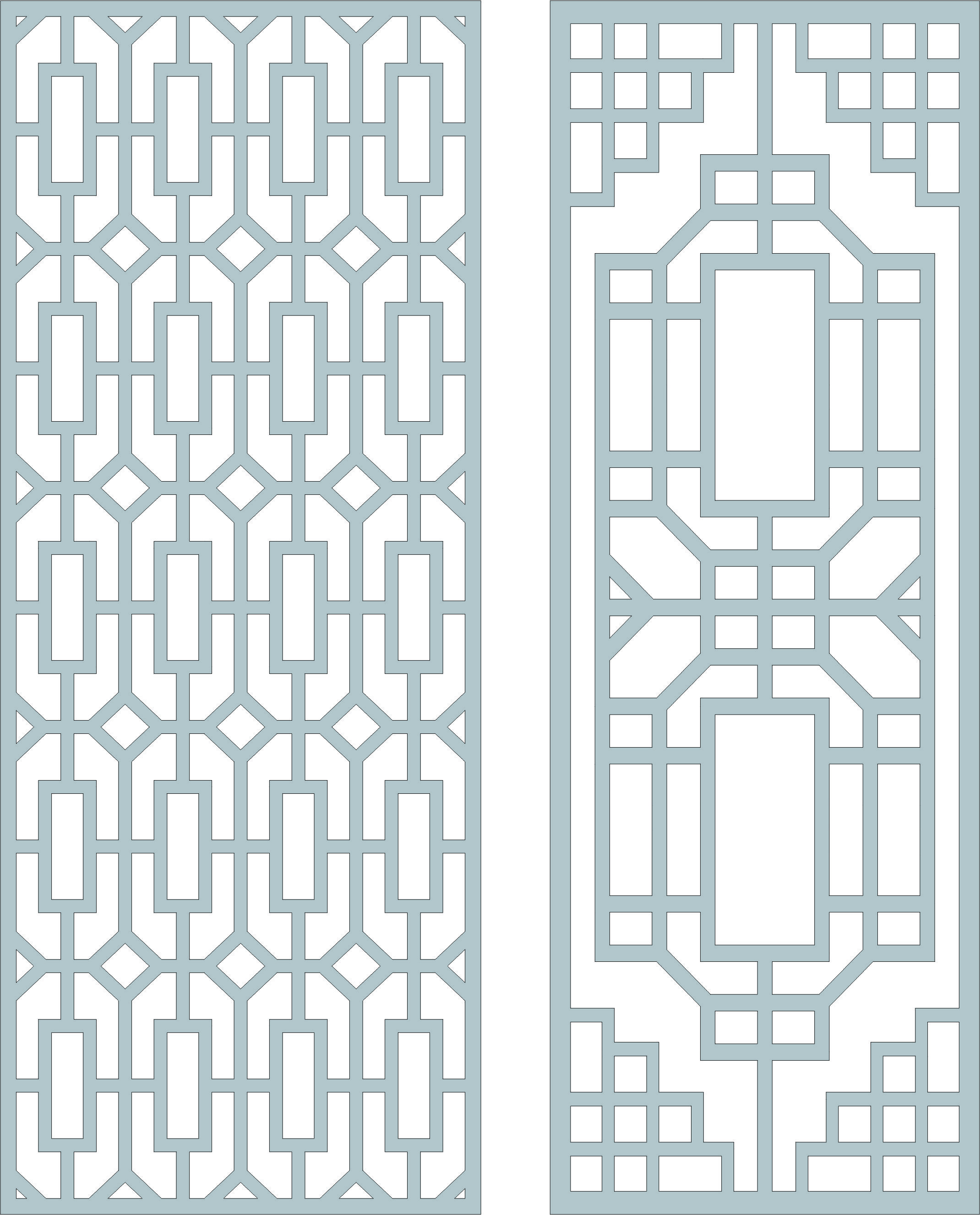 Laser Cut Privacy Partition Window Lattice Set Free DXF File