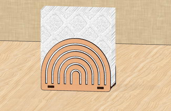 Laser Cut Rainbow Napkin Holder Free DXF File