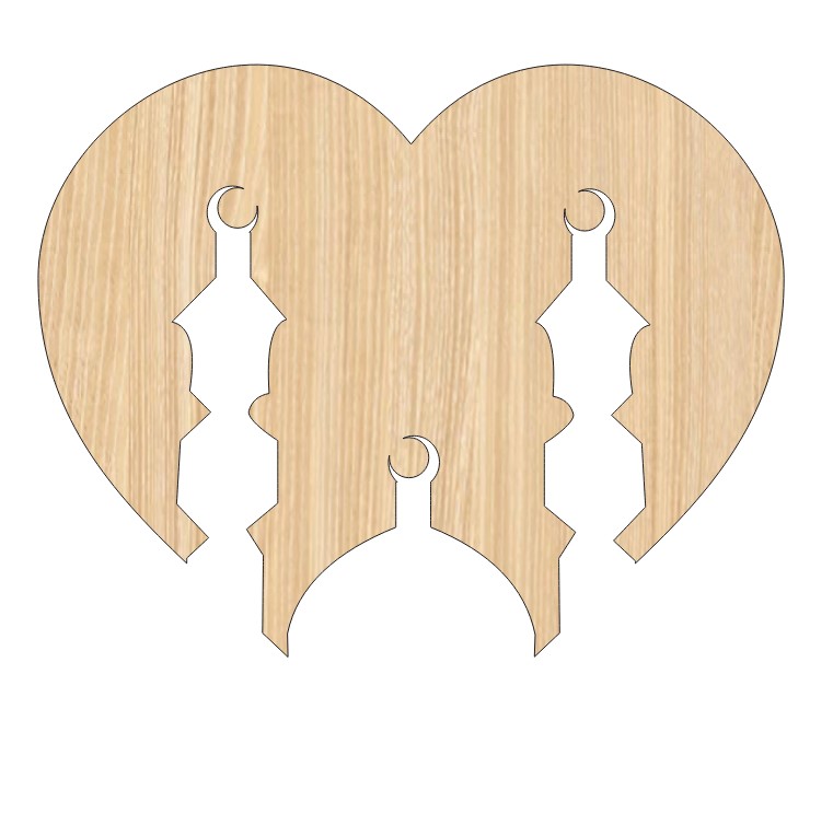 Laser Cut Ramadan Kareem Heart Shaped Wooden Cutout Free Vector File