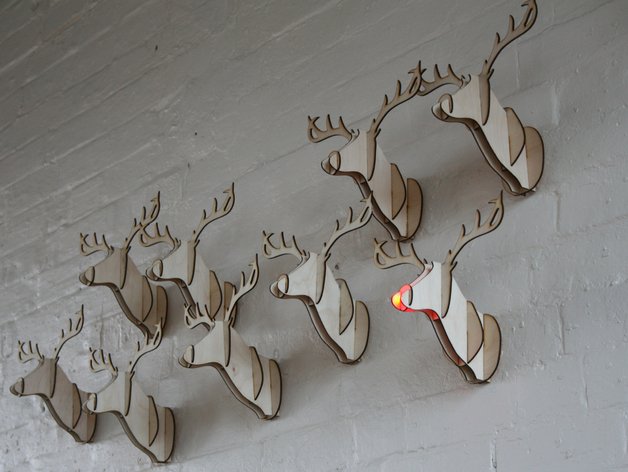 Laser Cut Reindeer Head Free DXF File