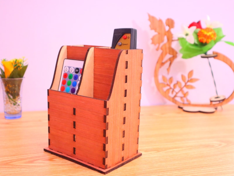 Laser Cut Remote Control Stand Holder Caddy Free DXF File