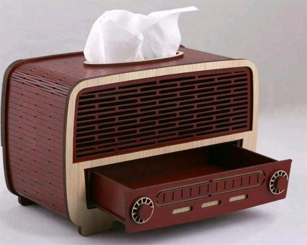 Laser Cut Retro Radio Napkin Holder Free Vector File