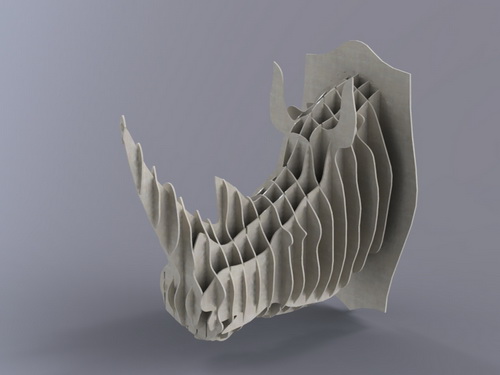 Laser Cut Rhino Head 4mm Free DXF File