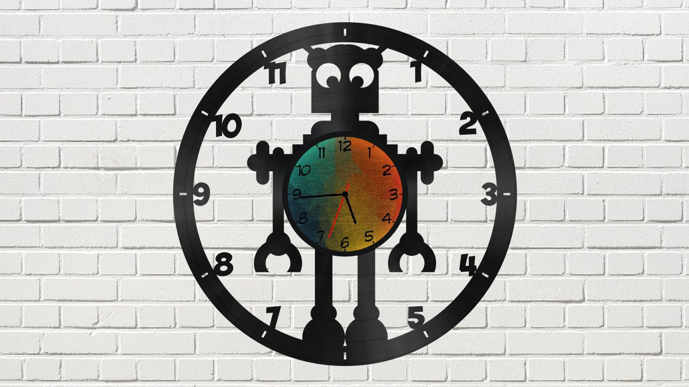 Laser Cut Robot Clock Free Vector File
