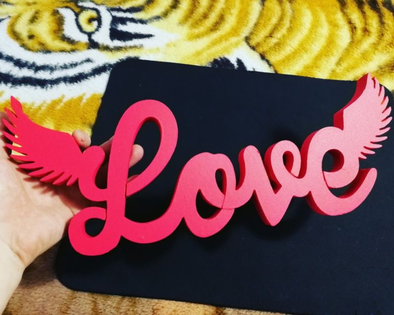 Laser Cut Romantic Love Wings Valentine Decor Free DXF File