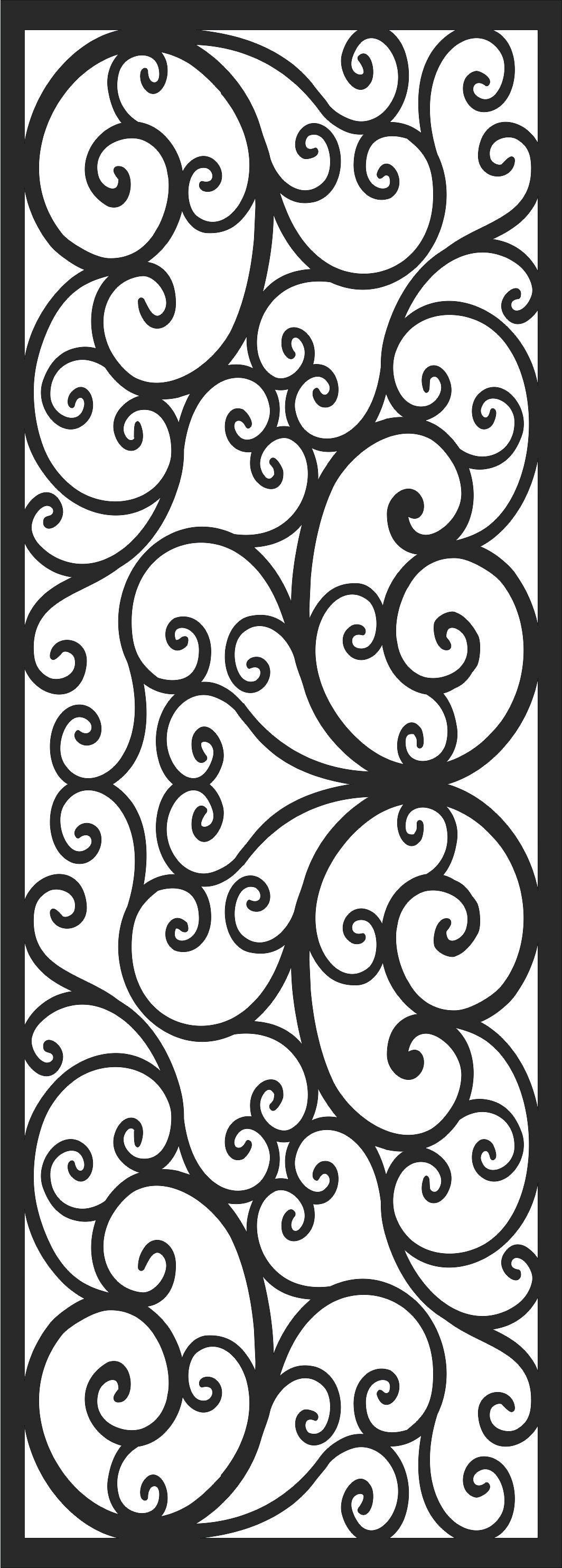 Laser Cut Room Divider Seamless Floral Lattice Stencil Design Free DXF File