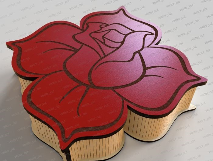 Laser Cut Rose Box 200x200x50mm Free DXF File