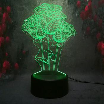 Laser Cut Roses Flower 3d Illusion Lamp Free Vector File