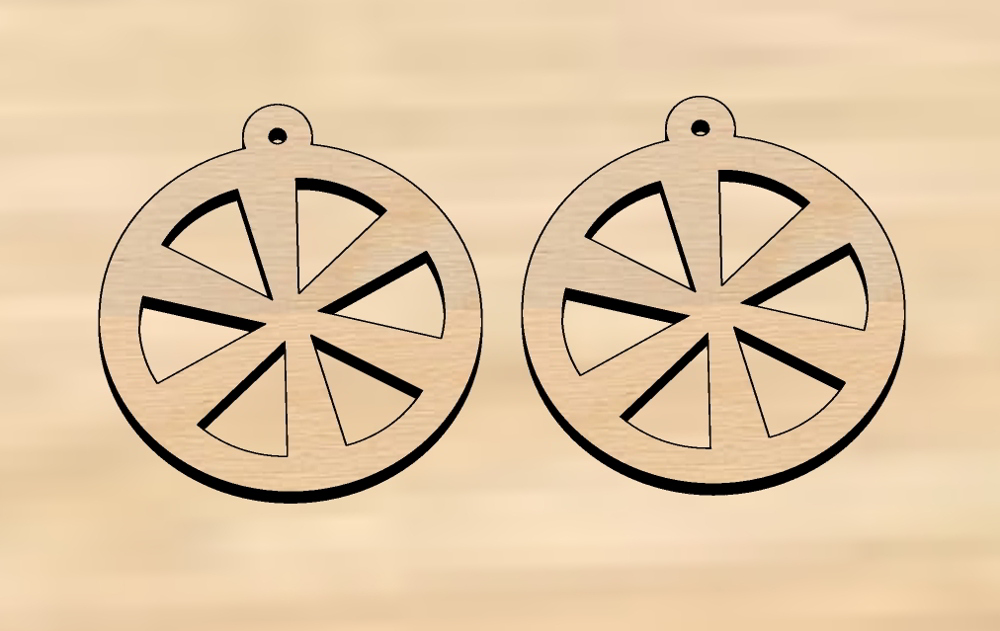 Laser Cut Round Dangle Earrings Wood Free DXF File
