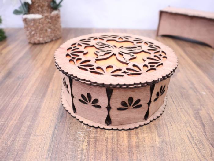 Laser Cut Round Gift Box 3mm Free Vector File