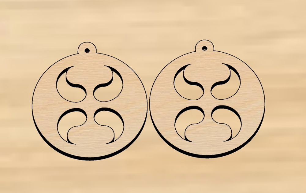 Laser Cut Round Wooden Dangle Earrings Free Vector File