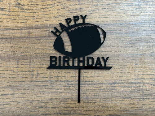 Laser Cut Rugby Ball Happy Birthday Cake Topper Free Vector File