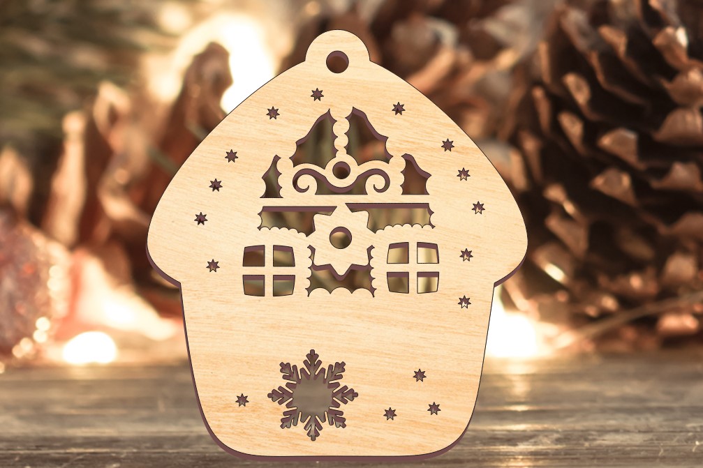 Laser Cut Santa House Ornament Bauble Christmas Decorations Free Vector File