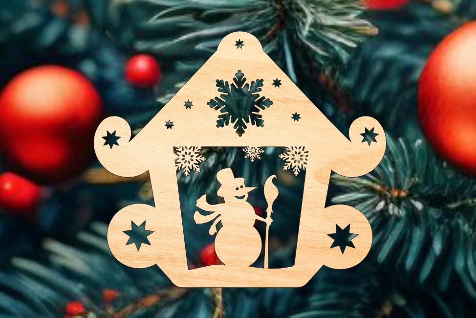 Laser Cut Santa House Snowflakes Ornament Bauble Christmas Decorations Free Vector File