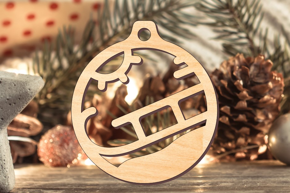 Laser Cut Santa Sleigh Christmas Ornament Free Vector File