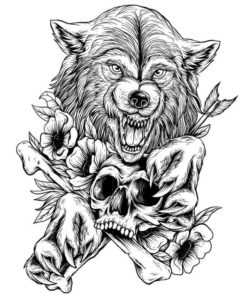 Laser Cut Scary Wolf Sketch Free Vector File
