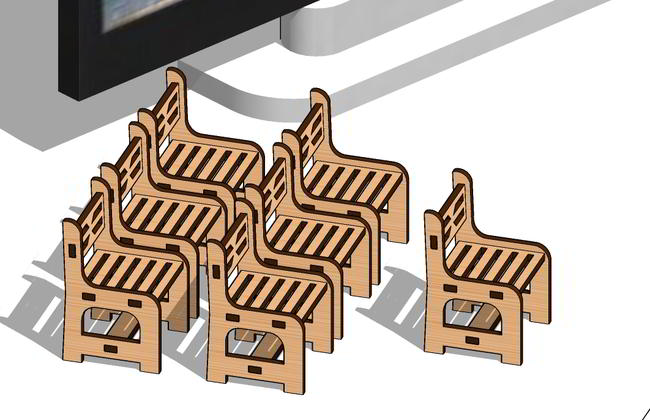 Laser Cut School Miniature Chair Toy Dollhouse Free DXF File