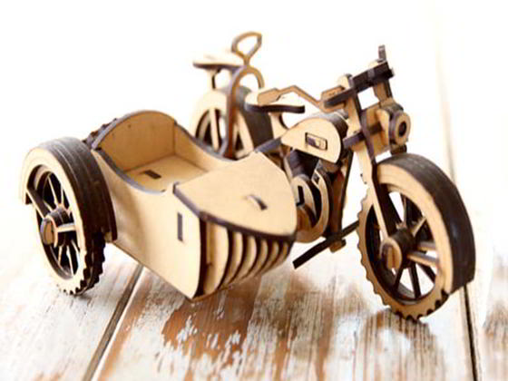 Laser Cut Sidecar Motorcycle 3d Puzzle Toy Model Free Vector File
