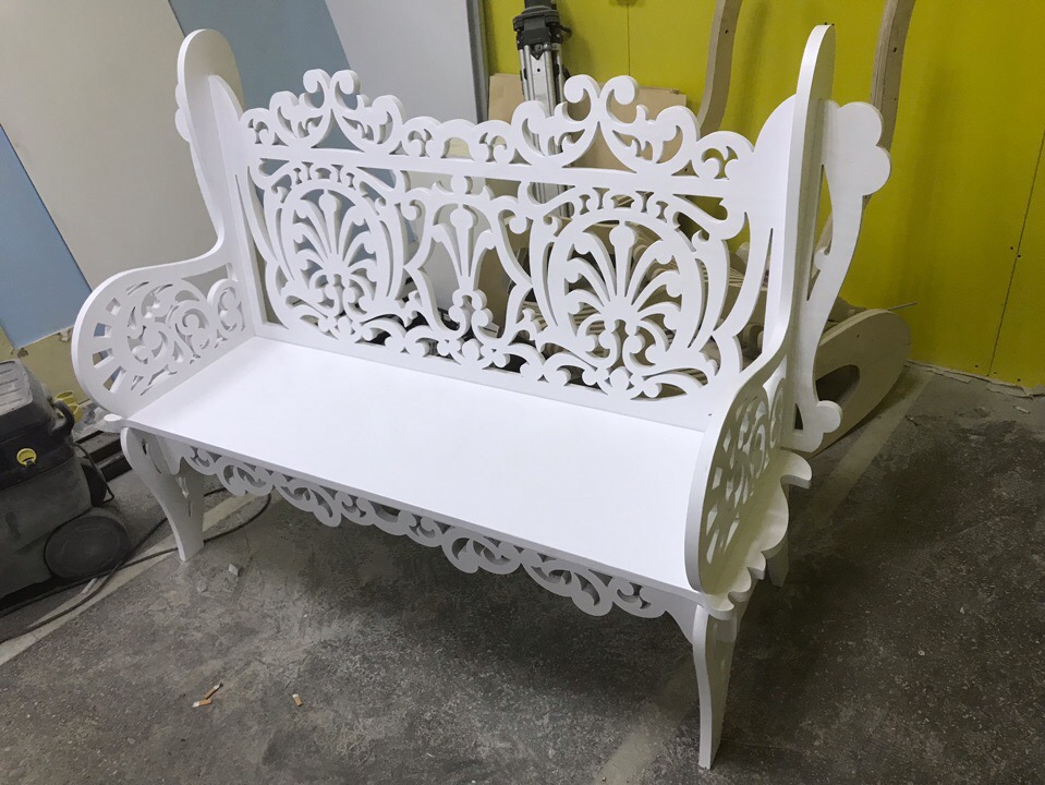Laser Cut Small Wood Decorative Bench 21mm Free DXF File